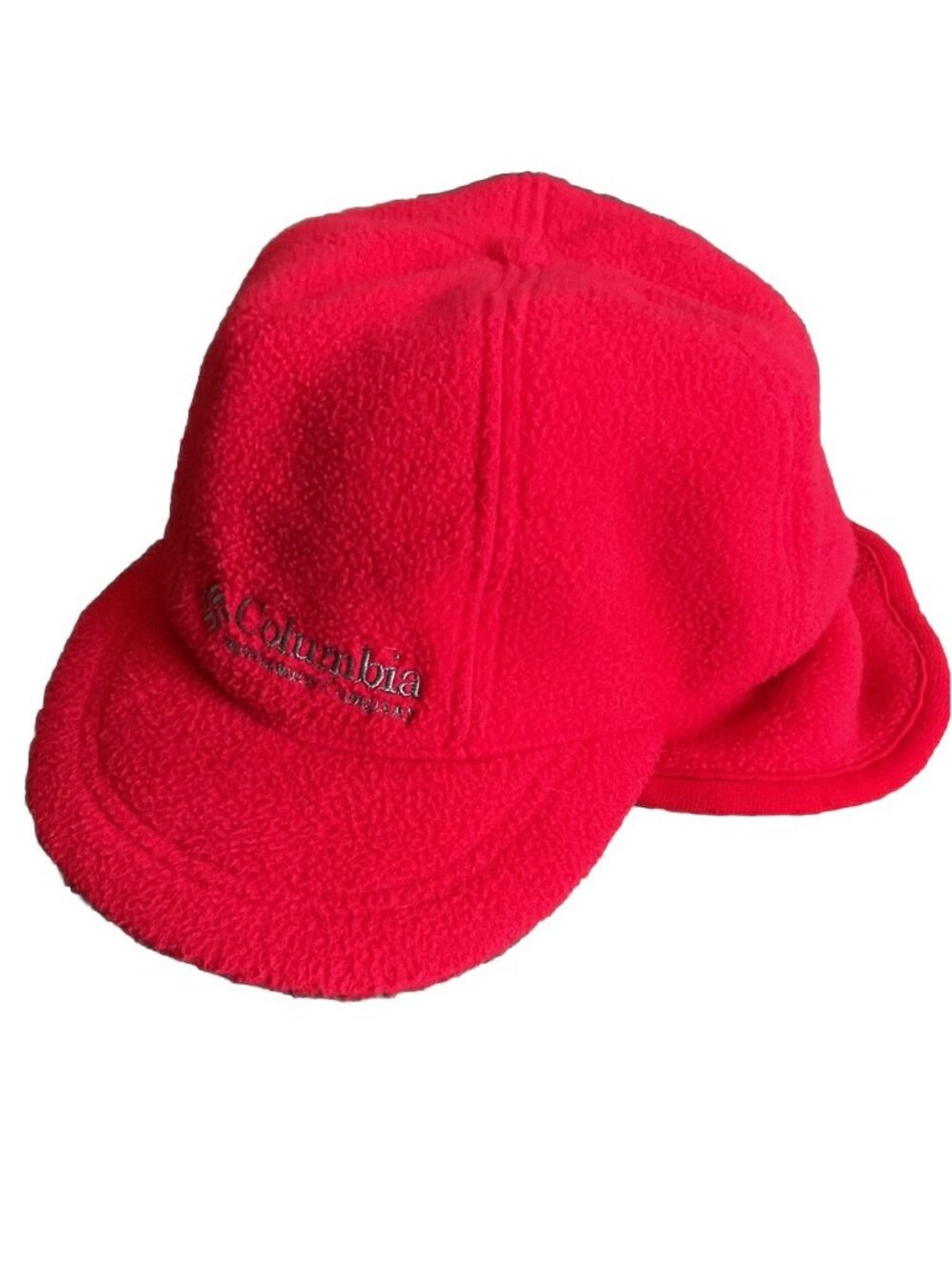 Columbia Vintage Red Fleece Trapper Ear Cover USA Outdoors Hat 90s Gorpcore